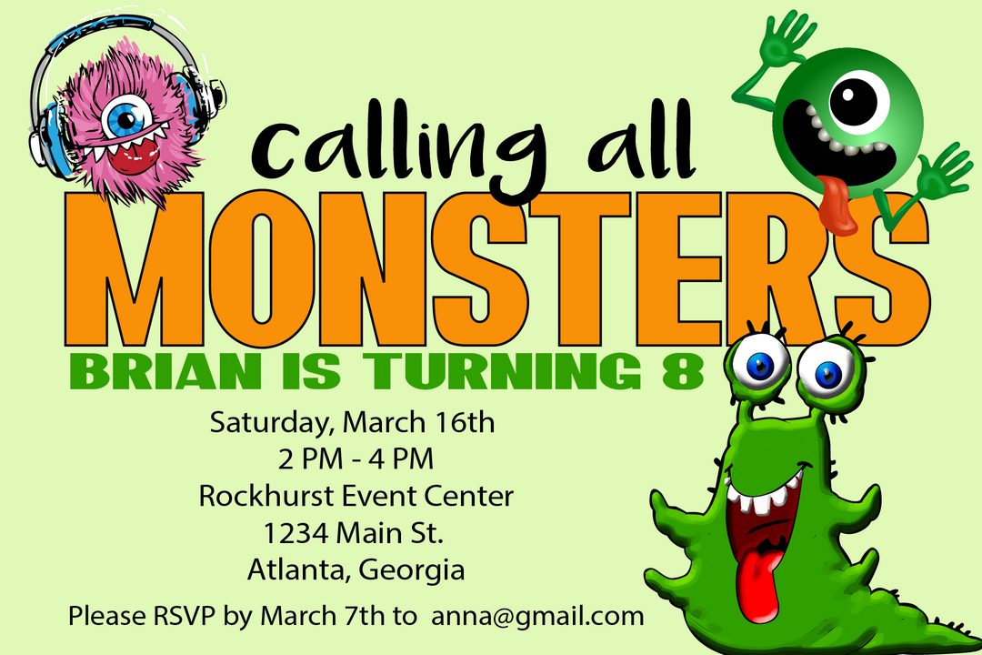 Calling all Monsters - Invitations $25.00
