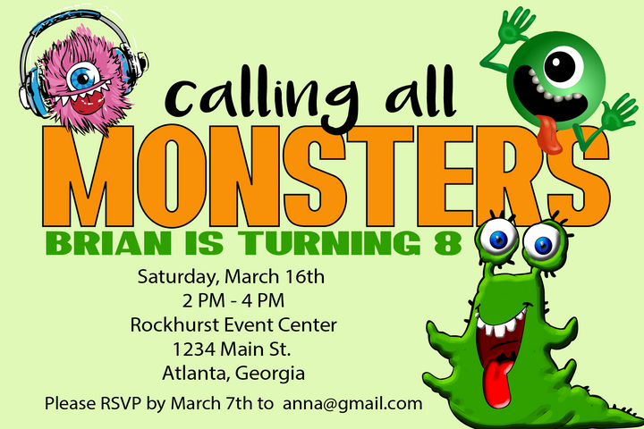 Calling all Monsters - Invitations $25.00