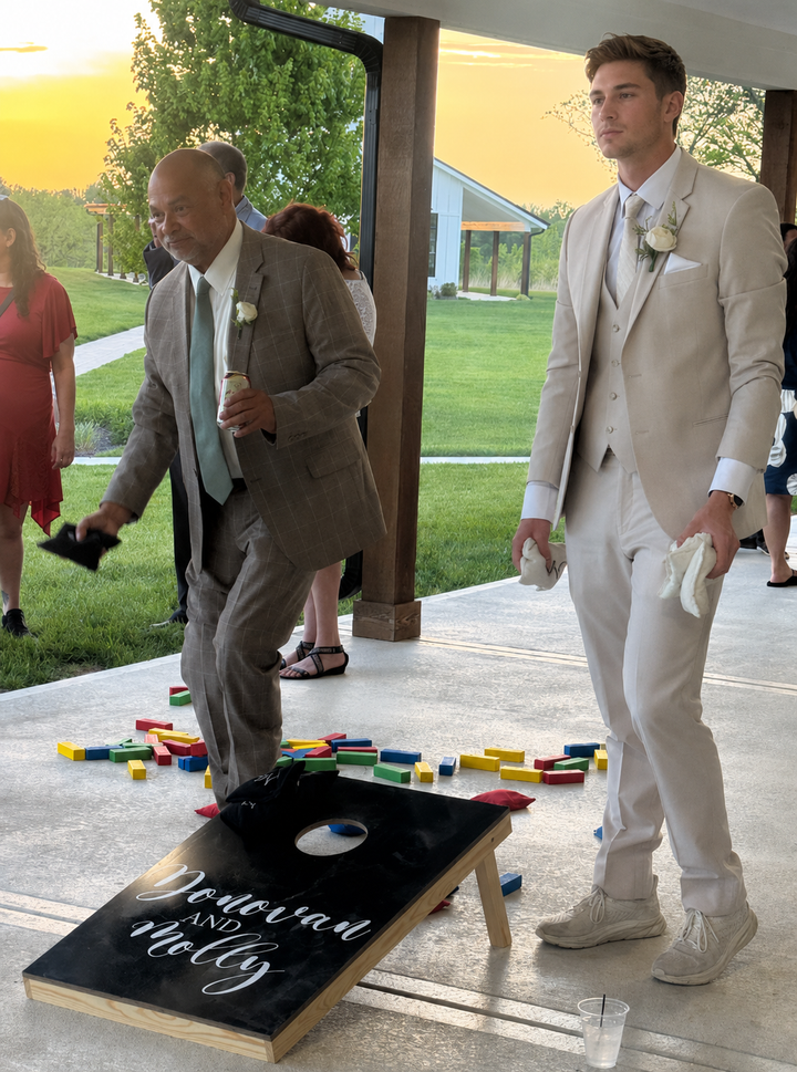 Cornhole Boards -Modern Black and White
