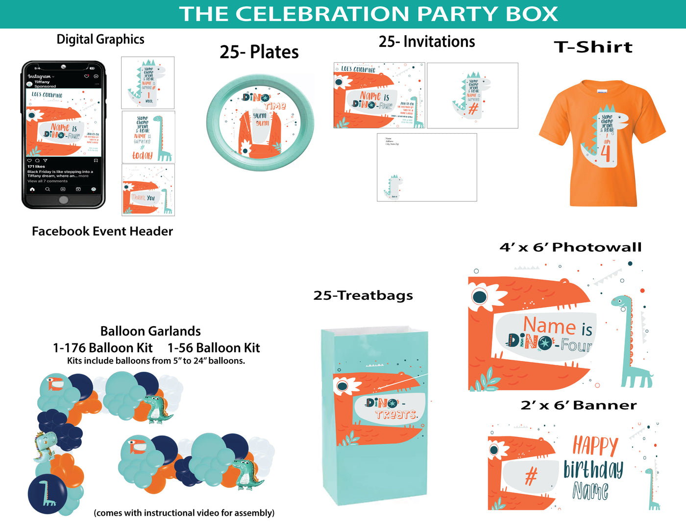 Dino four -Celebration Party Box