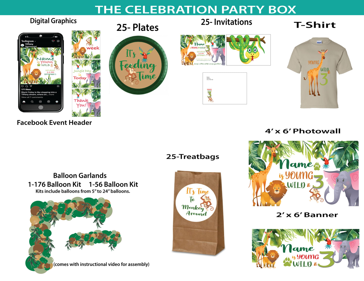 Young, Wild and Three -Celebration Party Box