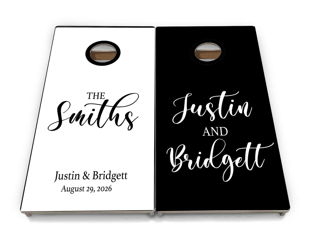 Cornhole Boards -Modern Black and White