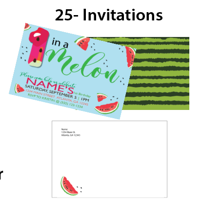 1 in a Melon Invitations- pack of 25