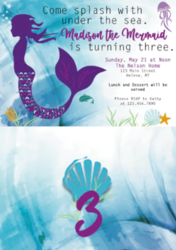 Mermaid - Invitations  $25.00