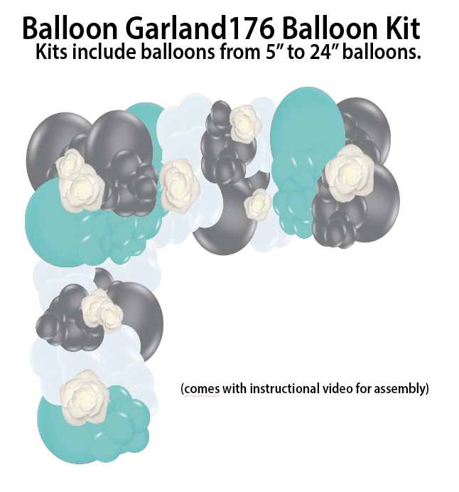 Boho-Teal and Silver - Balloon Garland- $25.00