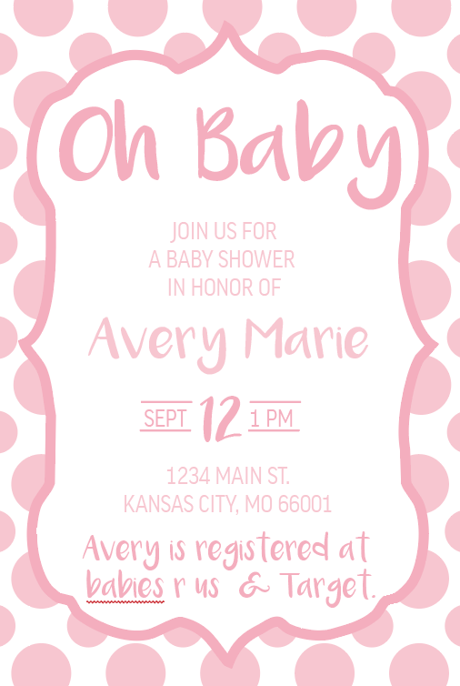 Pink Polka Dots - Invitations - $25