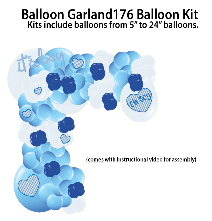 Blue Gingham - Balloon Garland Kit - $25