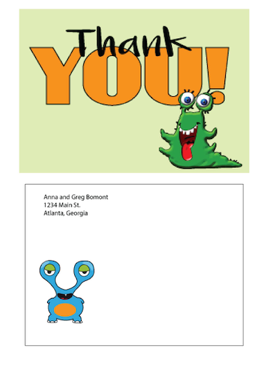 Calling all Monsters - Thank You Cards.  $20.00