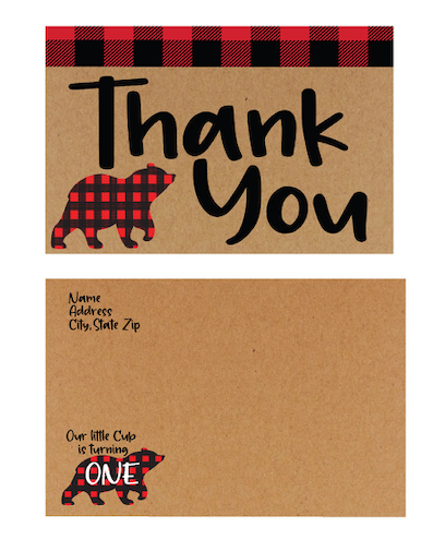 Buffalo Plaid- Thank you cards - $20.00