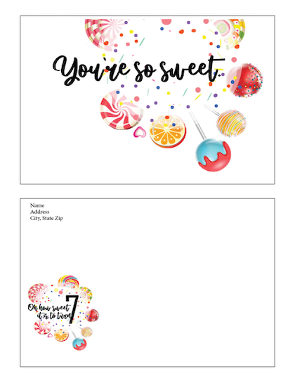 Candy- Thank you cards - $20.00