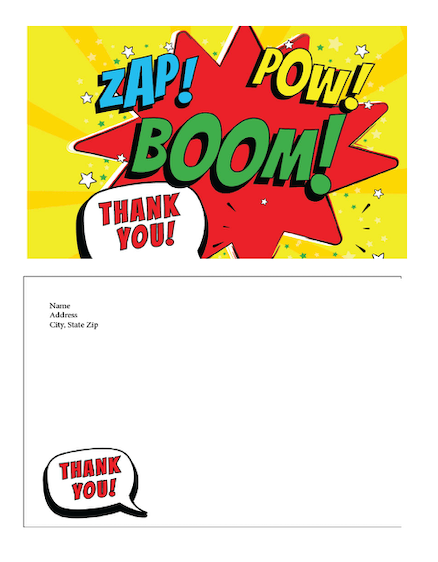 Comic Book- Thank you cards - $20.00