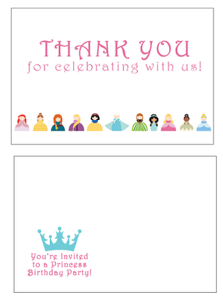 Princess - Thank you cards - $20.00