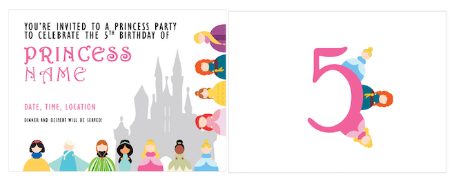 Princess - Invitations  $25.00