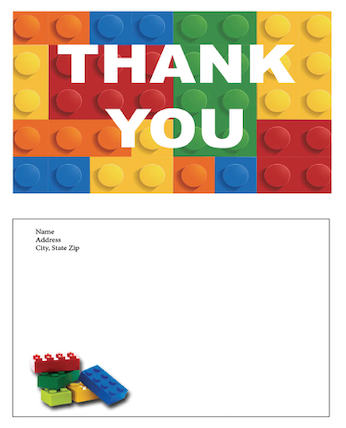 Lego - Thank you cards - $20.00