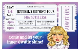 Taylor Swift - Invitations  $25.00