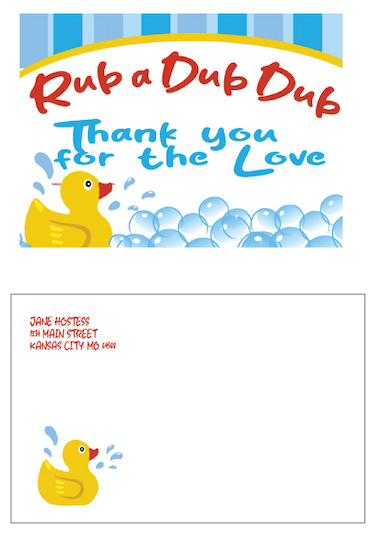 Rubber Duck -Thank You Cards - $20