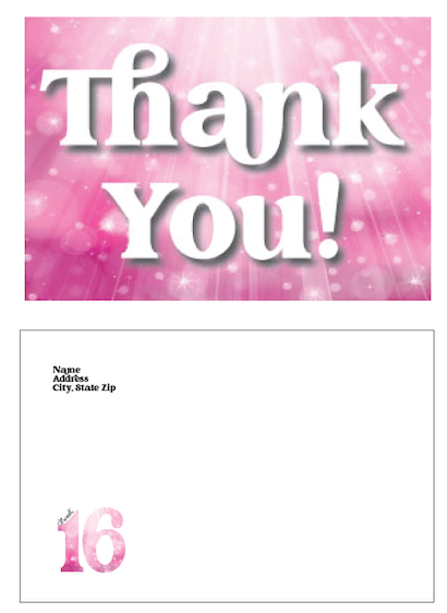 Sweet Sparkly 16 - Thank You Cards - $20.00
