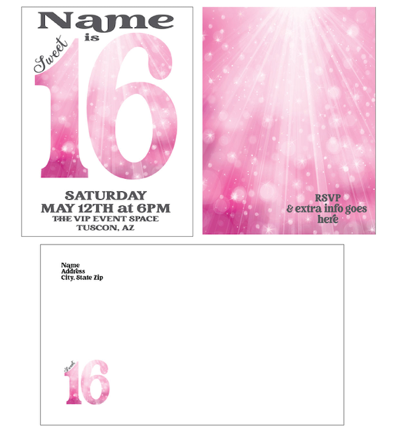 Sweet Sparkly 16 - Invitations- $25.00