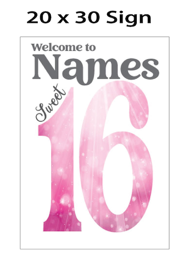 Sweet Sparkly 16 - Welcome Sign - $25.00