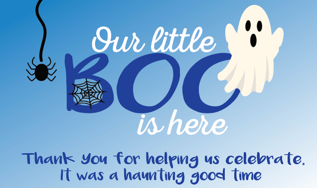 A Little Boo is almost Due -  Thank you cards (Blue)