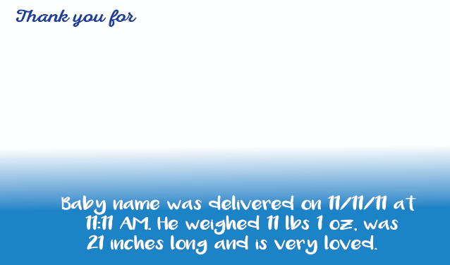 A Little Boo is almost Due -  Thank you cards (Blue)