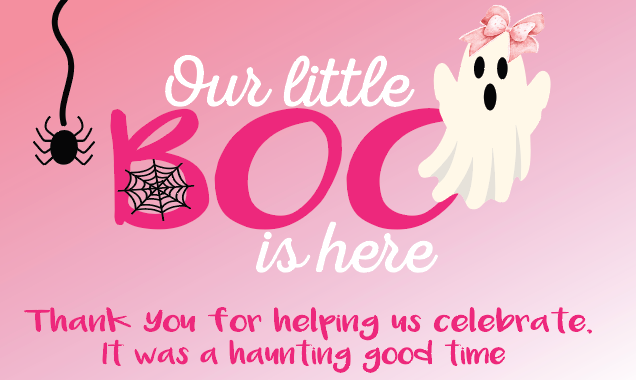 A Little Boo is almost Due -  Thank you cards (Pink)