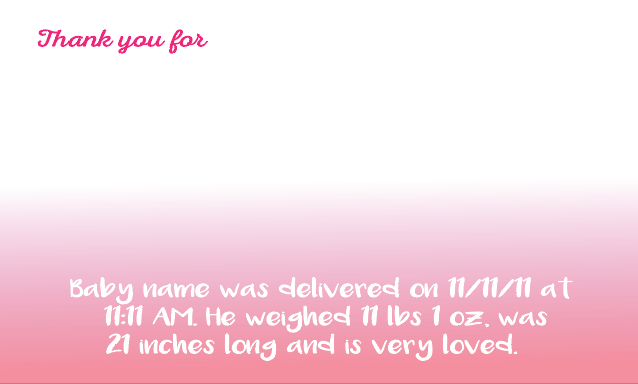 A Little Boo is almost Due -  Thank you cards (Pink)