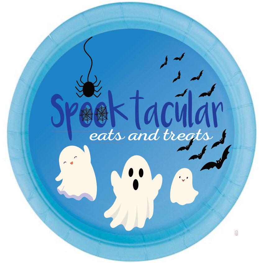 A Little Boo is almost Due Plates (Blue)