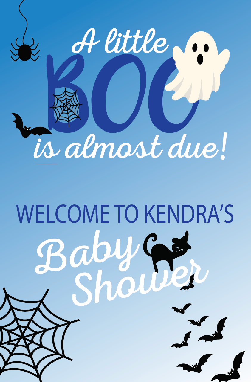 A little Boo is almost Due - Blue  Welcome Sign