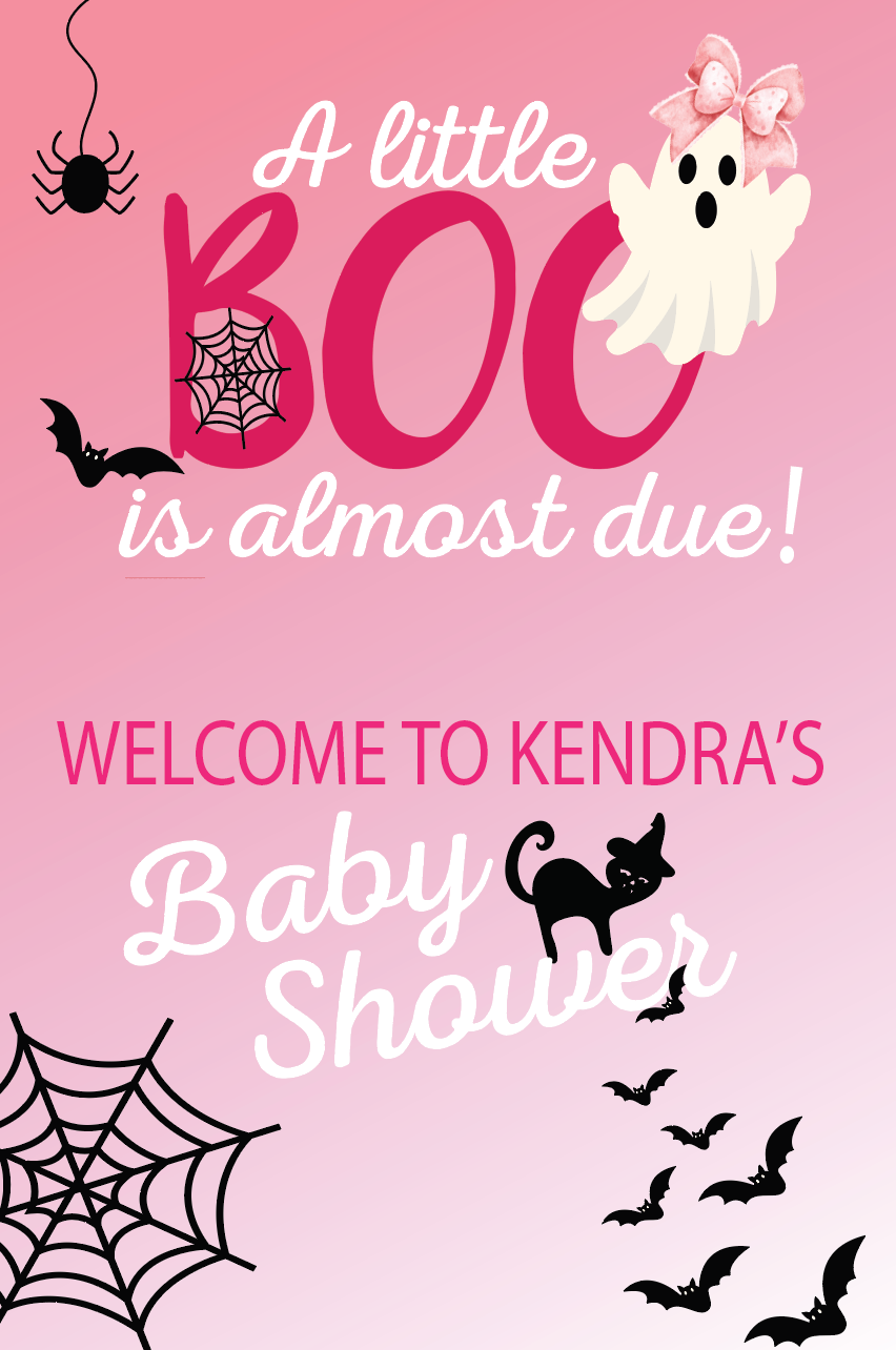 A little Boo is almost Due - Pink  Welcome Sign