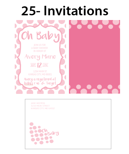 Pink Polka Dots - Invitations - $25