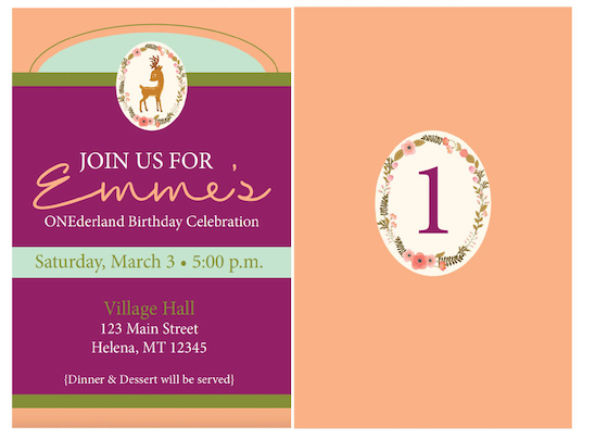 ONEderland - Invitations  $25.00