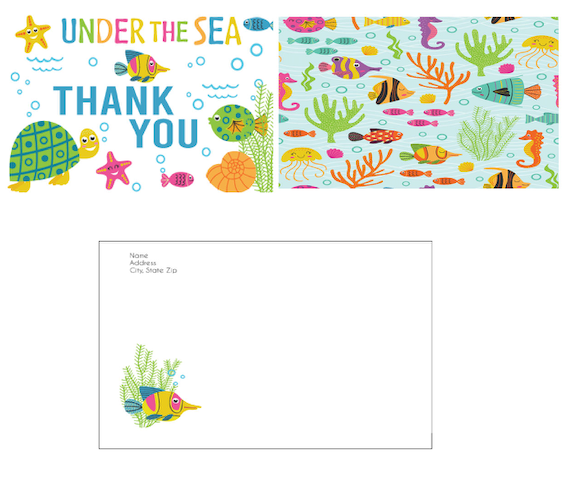 Under the Sea - Thank you cards - $20.00
