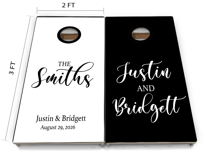Cornhole Boards -Modern Black and White