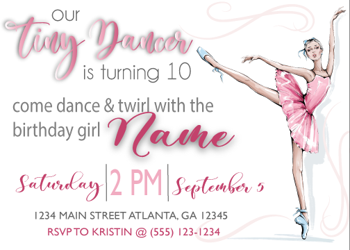 Dancer - Invitations  $25.00