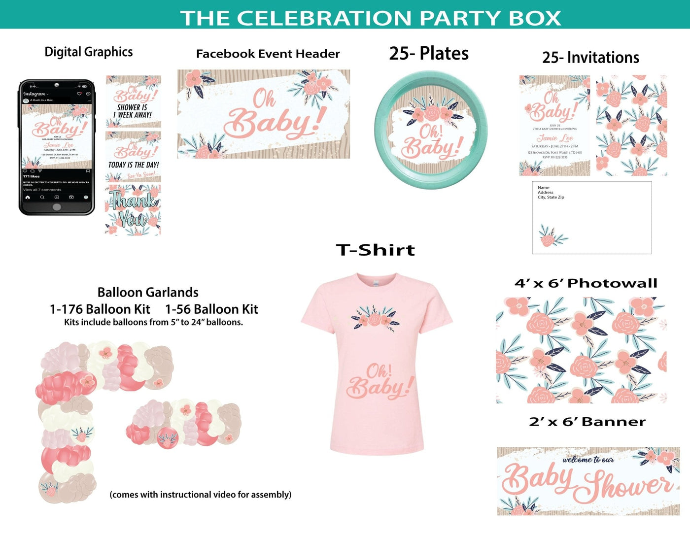 Boho Oh Baby - Celebration Party Box - A Bash In A Box