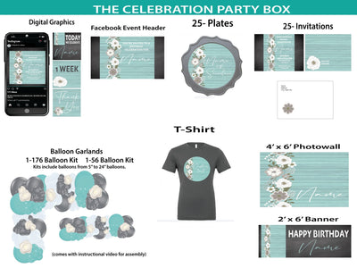 Boho - Teal and Silver - Celebration Party Box - A Bash In A Box