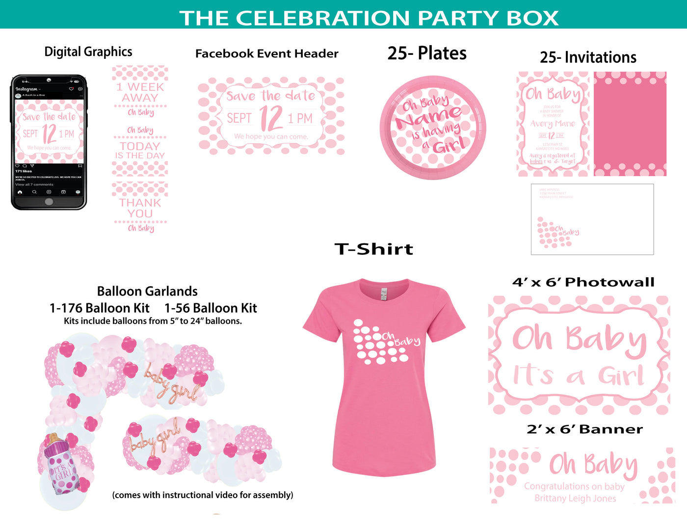 Pink Polka Dots -Celebration Party Box