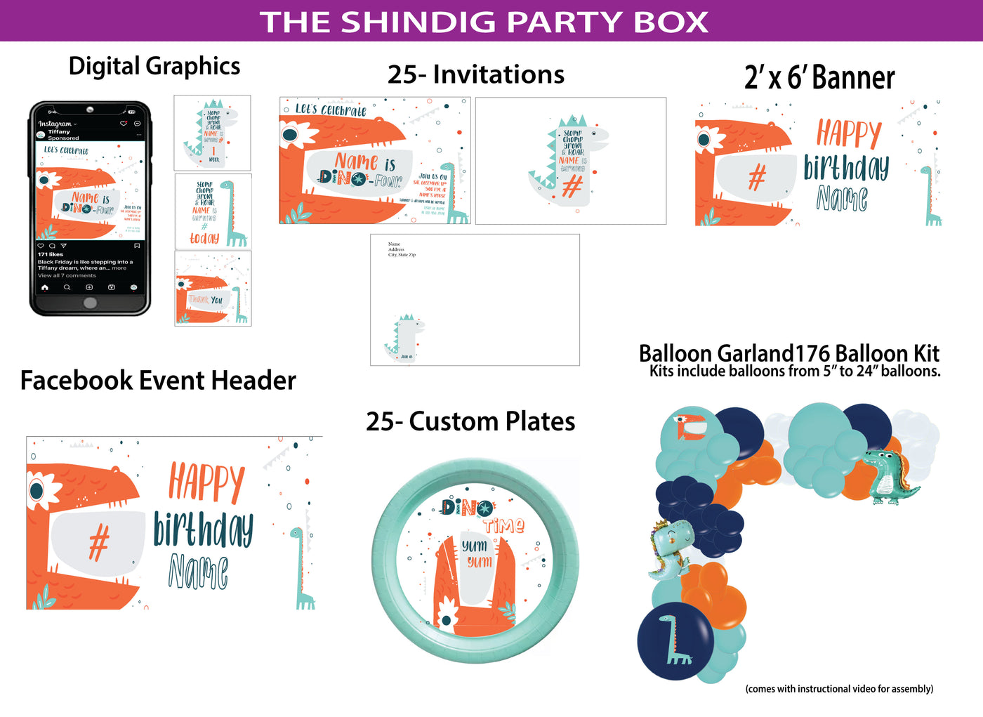 Dino four -Shindig Party Box