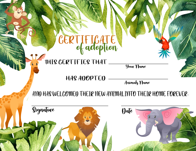 Young, Wild and Three - Adoption Certificates