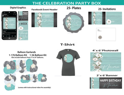 Boho- Teal and Silver - Celebration Party Box