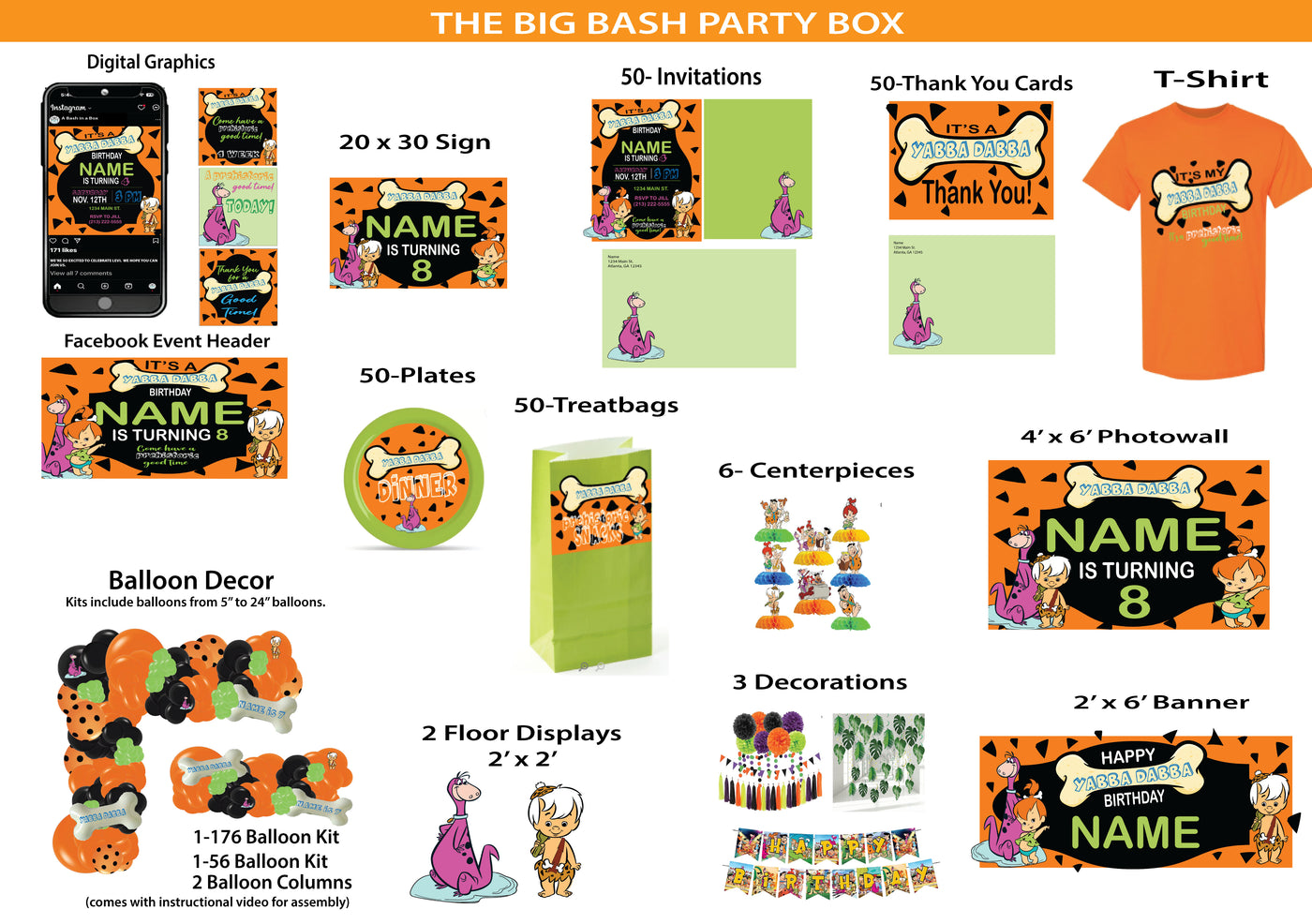 Yabba Dabba Birthday -Big Bash Party Box