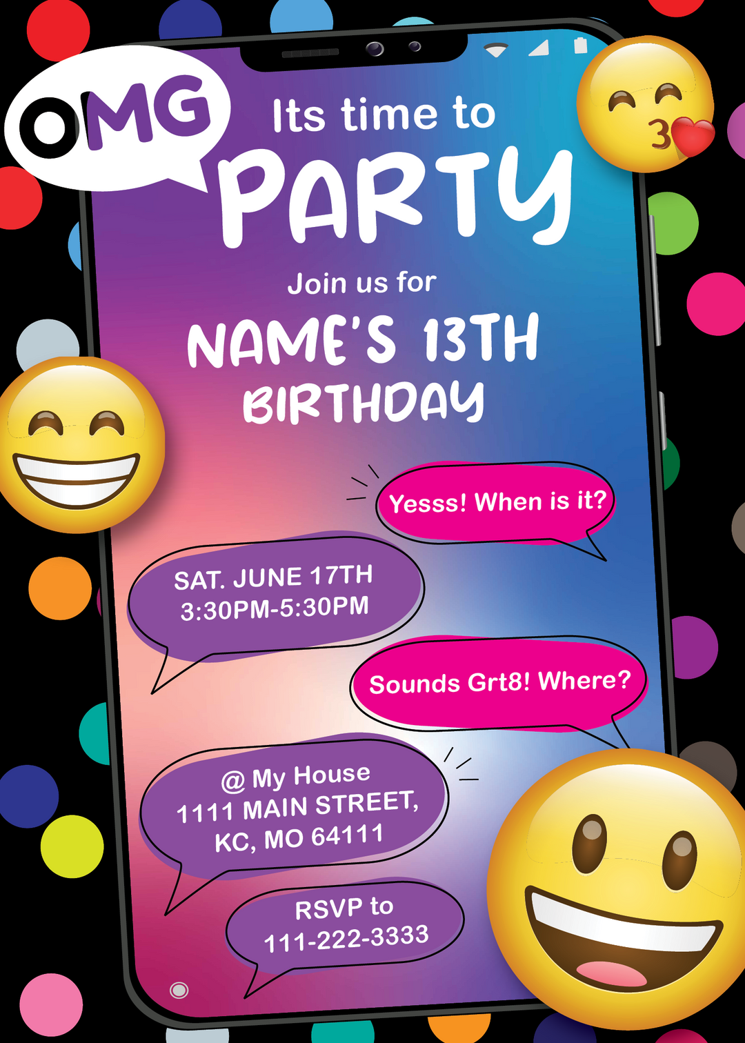 Social Media invitation and envelopes